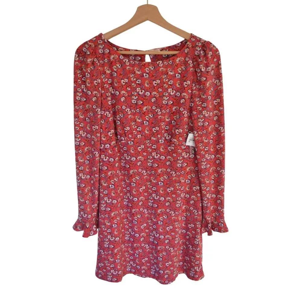 Free People Say Hello Red Floral Mini Dress NEW - Picture 2 of 6